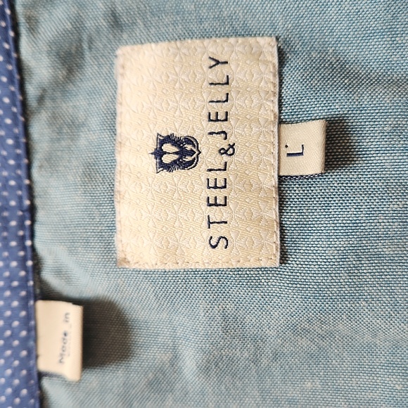 Steel & Jelly navy floral button-down shirt, size large - Picture 2 of 7